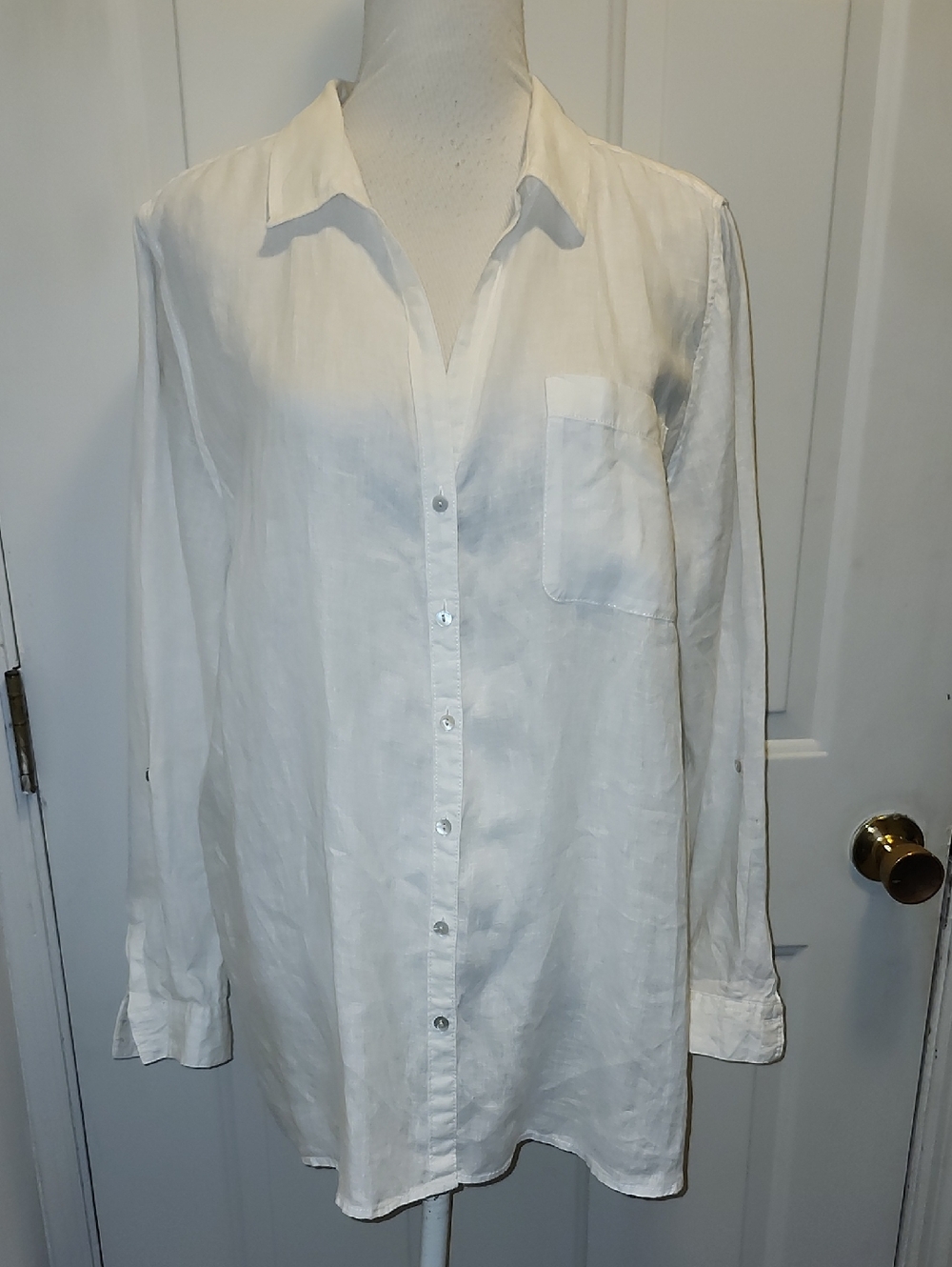 Sigrid Olsen Linen Shirt XL  White Minimalist Lagenlook